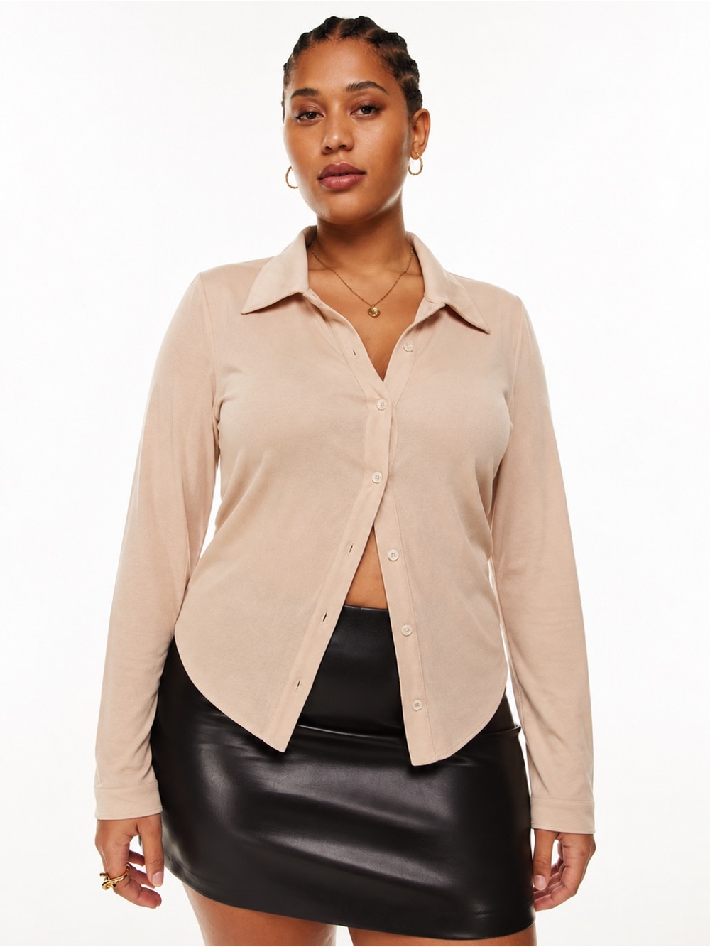 NWT - Aritzia - Pose Button up Long Sleeve Top - Beige